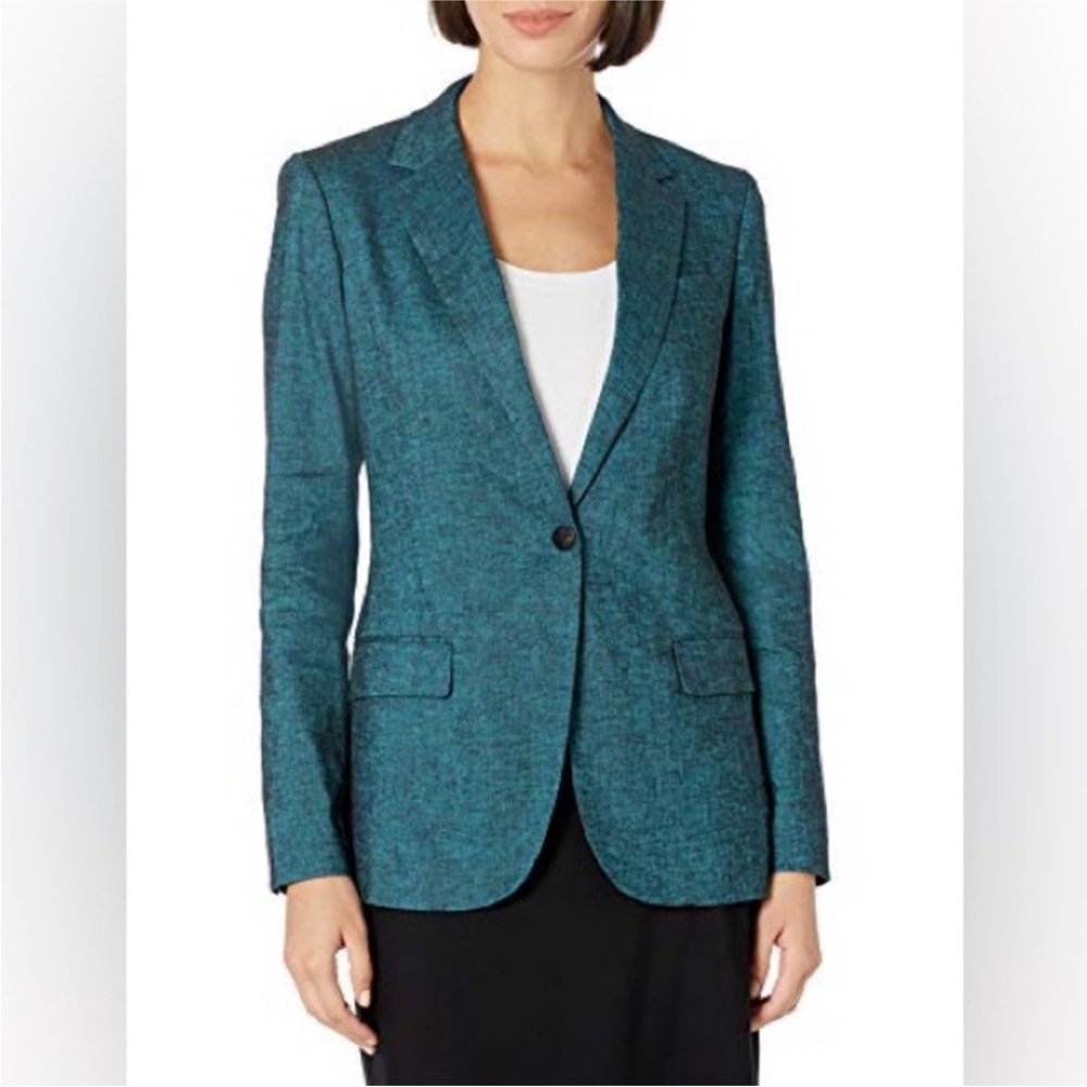 Theory 2 Piece Matching Linen One-Button Staple Blazer and Pants Blue Size 4/6 - Picture 10 of 11